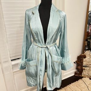 Light blue satin dress / robe / shirt - never worn